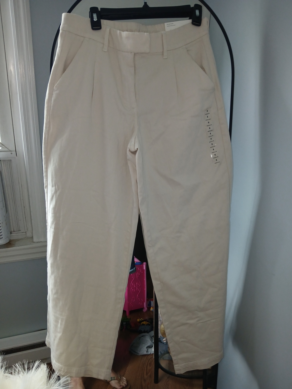American Eagle Women’s High-Rise Straight Leg Stretch Twill Pants Beige 8